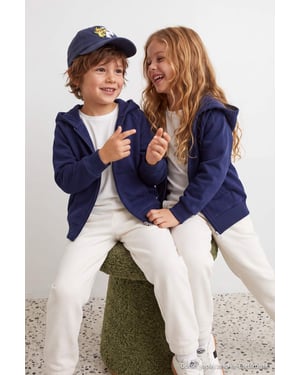 TRENDYOLKIDS Meisjes Donkerblauw Effen Lang, Regular fit Sweatshirts