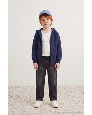TRENDYOLKIDS Flickor Mörkblå Enfärgad Lång, Regular fit Sweatshirts