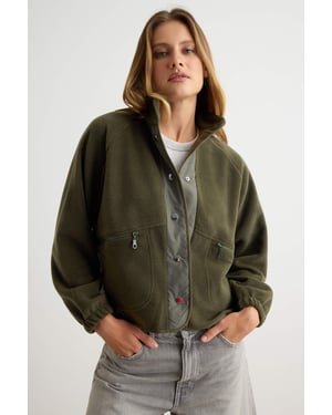TRENDYOLMİLLA Dam Khaki Enfärgad Lång, Relaxed fit Sweatshirts