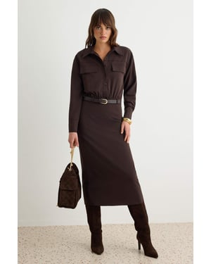 TRENDYOLMİLLA Dames Bruin Effen Maxi Lang Bodycon Jurken