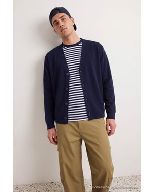 TRENDYOL MAN Heren Donkerblauw Effen Lang, Regular fit Vesten