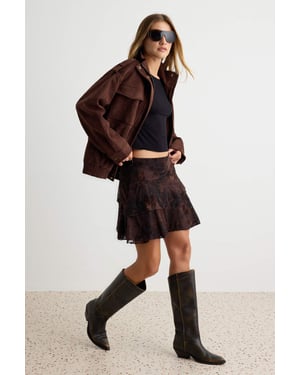 TRENDYOLMİLLA Dam Brun Blommig Byxkjol Normal midja Shorts Bermudashorts
