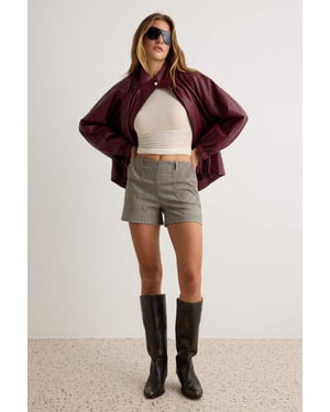 TRENDYOLMİLLA Dam Brun Rutig Slim fit Hög midja Shorts Bermudashorts