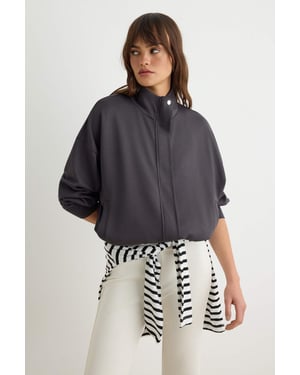 TRENDYOLMİLLA Dames Grijs Effen Lang, Oversized Sweatshirts