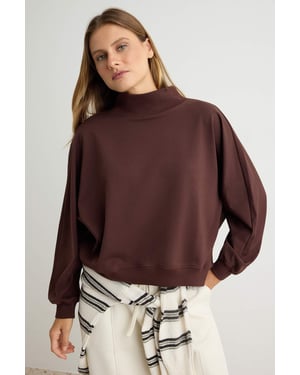 TRENDYOLMİLLA Dames Bruin Effen Lang, Oversized Sweatshirts