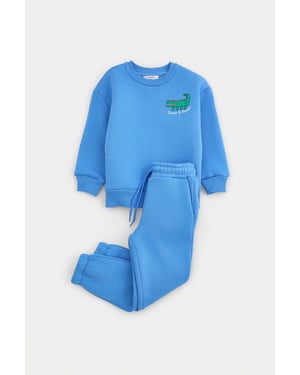 TRENDYOLKIDS Pojkar Blå Med grafiskt tryck Lång, Oversize Tvådelat Set