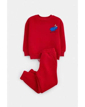 TRENDYOLKIDS Pojkar Röd Med grafiskt tryck Lång, Oversize Tvådelat Set