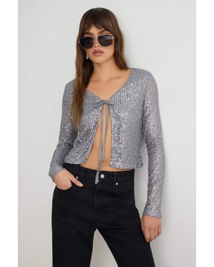 TRENDYOLMİLLA Dames Zilverkleurig Effen Lang, Regular fit Blouses