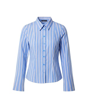 TRENDYOLMİLLA Dames Blauw Gestreept Lang, Getailleerd Overhemden