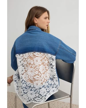 TRENDYOLMİLLA Dames Blauw Effen Lang, Oversized Overhemden