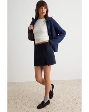 TRENDYOLMİLLA Dam Mörkblå Enfärgad Normal midja Shorts Bermudashorts