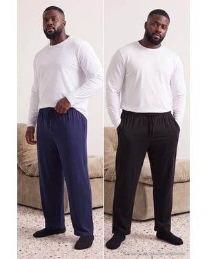 TRENDYOL MAN Herr Svart Enfärgad Normal midja Stora storlekar Pyjamas- Underdelar