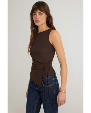 TRENDYOLMİLLA Dames Bruin Effen Mouwloos Regular fit Blouses