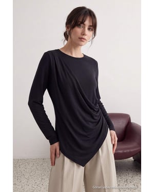 Trendyol Modest Dam Grå Enfärgad Lång, Regular fit Modest Tunikor