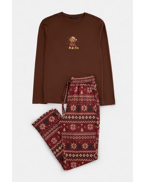 TRENDYOL MAN Herr Brun Jul- Lång, Regular fit Pyjamas- Set