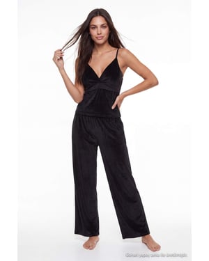 TRENDYOLMİLLA Dames Zwart Effen Lang, Regular fit Pyjama- Sets