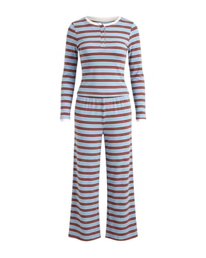 TRENDYOLMİLLA Dam 2-pack Blå Randig Lång Loungewear Regular fit Pyjamas- Set
