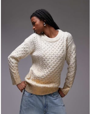 Topshop knitted metallic cable relaxed jumper in gold