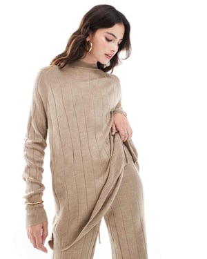 ONLY high neck knitted lightweight knitted jumper co-ord in sand