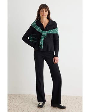 TRENDYOLMİLLA Dam Svart Enfärgad Lång Peplum Träningsoverall Set