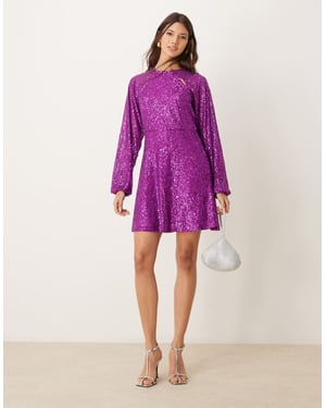 YAS sequin mini dress in purple
