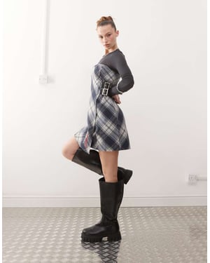 COLLUSION bandeau mini dress in brushed mono check