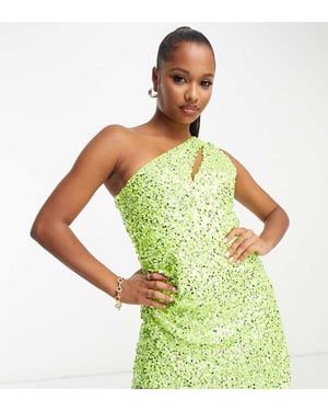 Forever New Petite cut out drape sequin mini dress in lime
