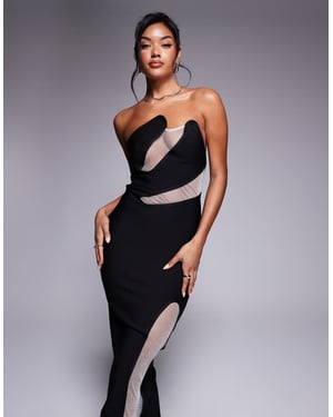 ASOS DESIGN bandeau mesh insert maxi dress in black