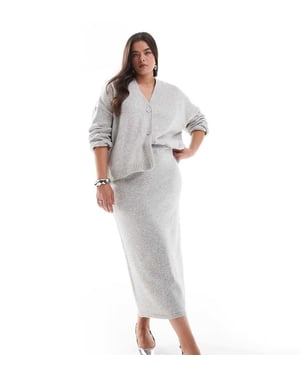 ASOS DESIGN Curve knitted maxi skirt co-ord in grey