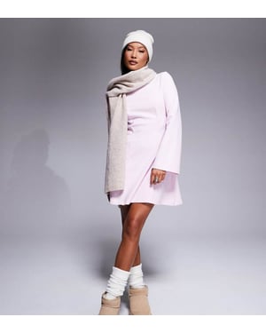 ASOS DESIGN Petite supersoft grown on neck fit and flare mini dress in pink