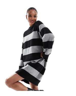 ASOS DESIGN Tall crew neck mini dress with wide cuff in stripe