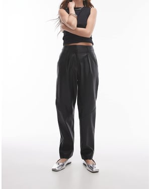 Topshop faux leather peg trouser in black