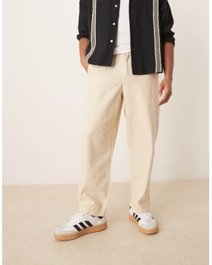 Selected wide fit pleated trouser in cream