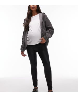 Topshop Maternity skinny faux leather trouser in black