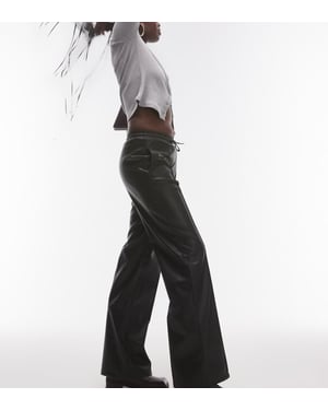 Topshop Tall faux leather jogger in black