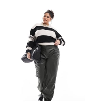 ASOS DESIGN Curve faux leather jogger in khaki