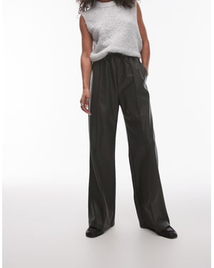 Topshop faux leather jogger in khaki