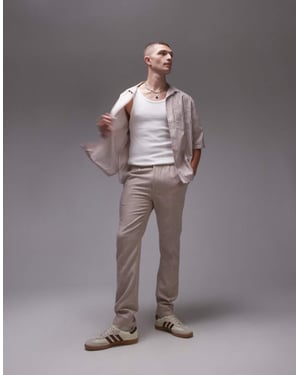 Topman premiumn skinny wool mix jogger suit trouser in stone