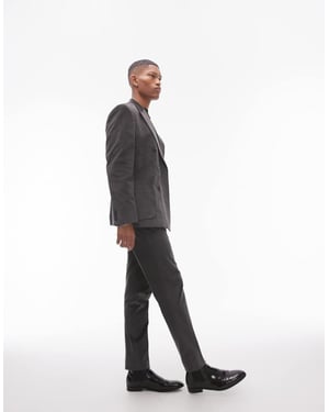 Topman skinny cord suit trousers in charcoal
