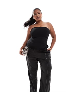 ASOS DESIGN Curve zip leg tailored trouser in charcoal