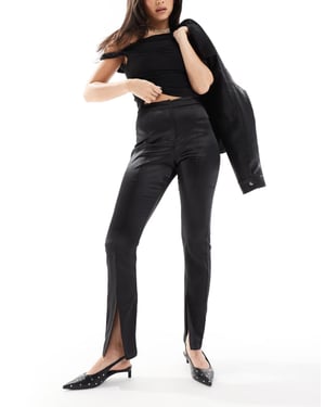 Miss Selfridge co-ord tailored satin cigarette trouser in black