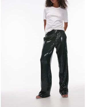 Topshop sequin tailored trouser in green
