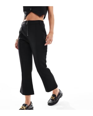 ASOS DESIGN Petite zip front tailored slim leg trouser in black
