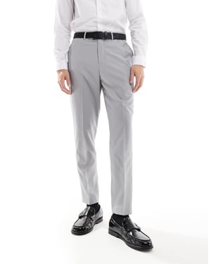 ASOS DESIGN smart tapered fit trousers in light grey