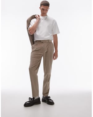 Topman tapered cord trousers in stone