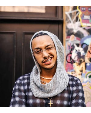Labelrail x OliBrom grey knit bonnet