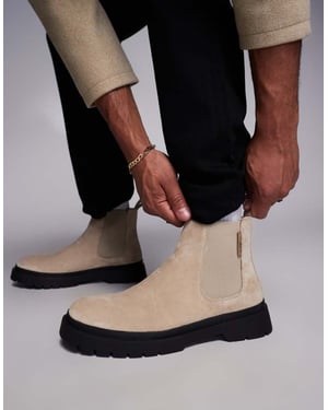 Walk London Callum Chelsea boot in stone suede