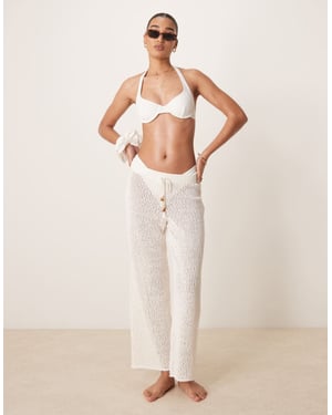 Abercrombie & Fitch simmande genomskinliga stickade byxor i vitt