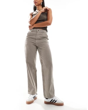 Dickies hickoryrandiga byxor i brunt