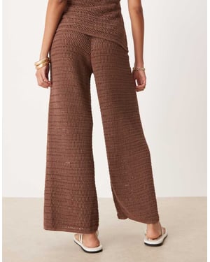ASOS DESIGN knitted trouser co-ord with turquoise beads in brown